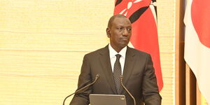 President William Ruto delivering a speech in Tokyo, Japan on February 8, 2024
