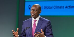 President William Ruto speaking during the COP28 held in Dubai, UAE 