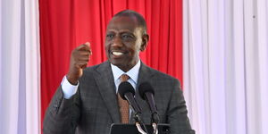 President William Ruto speaking during the official launch of the Mission for Essential Drugs and supplies’ Microbiology Laboratory in Machakos County on November 22, 2023.