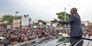 President William Ruto addresses Busia residents on Sunday, January 21, 2023.