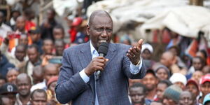 President William Ruto addresses Athi River Township residents on April 14, 2023. 