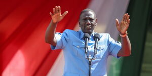President William Ruto addressing a crowd in Nakuru County on January 23, 2024