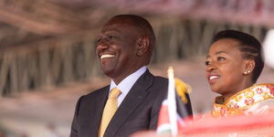 President William Ruto and his wife Rachel during his swearing in ceremony in Nairobi.
