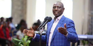 President William Ruto during a Church service at Deliverance Church, Lang'ata, Nairobi County on October 1, 2023.