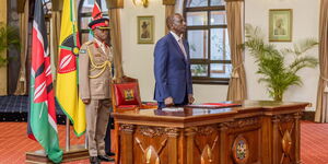 President William Ruto at State House ready to receive credentials from 11 ambassadors on Thursday, December 7, 2023.