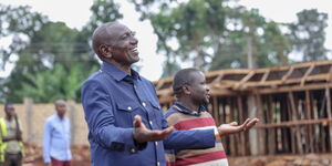President William Ruto at the Lurambi affordable housing project in Kakamega.
