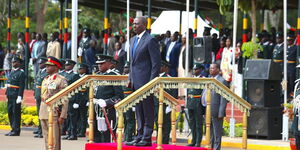 President William Ruto during a pass out parade in Kiambu County in April 2023.