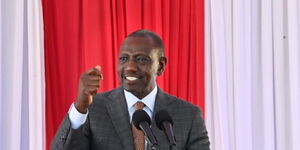 President William Ruto during the opening of the Mission for Essential Drugs and supplies’ Microbiology Laboratory in Machakos.