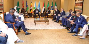 President William Ruto (far left corner) at the IGAD meeting on Saturday, December 9, 2023