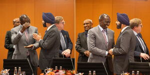 President William Ruto (in grey suit) with World Bank President Ajay Banga in Germany.
