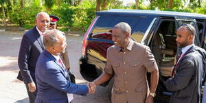 President William Ruto (in Kaunda suit) with other leaders in Djibouti