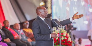 President William Ruto in Nyandarua County for the burial of Field Marshal Elosi Mukami Kimathi on Saturday May 13, 2023