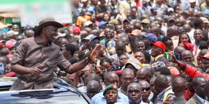 President William Ruto interacting with locals in Bungoma on Monday August 28, 2023