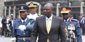 President William Ruto inspects a guard of honour mounted by Kenya Air Force at Parliament on September 29, 2022.
