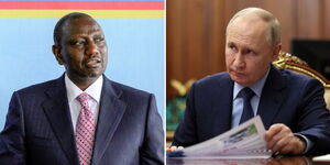 President William Ruto (left) and his Russian counterpart Vladimir Putin.