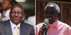 President William Ruto (left) and the late Angata Nanyekie MCA Paul Leshimpiro.