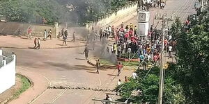 Protesters block roads in Kisumu on Tuesday, May 9, 2023.