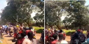 Protesters marching towards Nandi Governor Stephen Sang's office