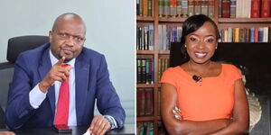 Public Service CS Moses Kuria (left)  and former Citizen TV anchor Jacque Maribe.