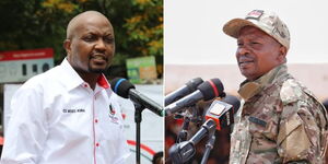 Public Service CS Moses Kuria (left) and his Interior counterpart Kithure Kindiki.