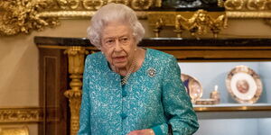 Britain’s Queen Elizabeth II at Windsor Castle in England on October 19, 2021.