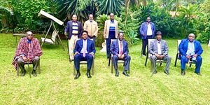 Orange Democratic Movement (ODM) leader Raila Odinga (centre) flanked by Narok Senator Ledama Ole Kina following a meeting on Tuesday, May 26, 2020