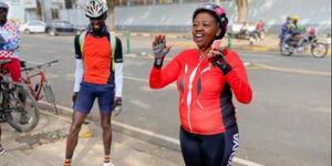 DP William Ruto's wife Rachel Ruto at a cycling event with Spin Kings Kenya on October 24, 2020.