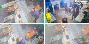A screengrab of armed robbers captured by CCTV raiding the Seasons Hotel in Lodwar, Turkana County on May 17, 2023.
