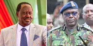 collage of former Prime Minister Raila Odinga (left) and Deputy Inspector General Eliud Lagat.
