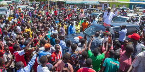 Photo of Raila Odinga addressing a crowd in Lodwar, Turkana County on 13,October 2023