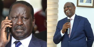 A photo collage of Azimio Leader Raila Odinga (left) and President William Ruto (right)