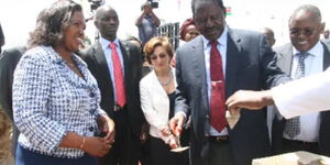 Keroche Breweries billionaire founder Tabitha Karanja alongside ODM party leader Raila Odinga 