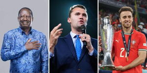 A photo collage of the late former Prime Minister Raila Odinga (left), deceased US Activist Charlie Kirk (centre), and the late Liverpool forward Diogo Jota.