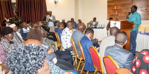 Former Prime Minister speaking during Azimio Parliamentary Group meeting in Athi River, Machakos County on Thursday April 6, 2023