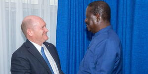 Former Prime Minister Raila Odinga meeting with Delaware Senator Chris Coons on March 29, 2023.