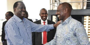 Prime Minister Raila Odinga and President William Ruto during a meeting in Mombasa in 2016.