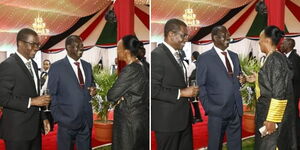 A photo collage of ODM leader Raila Odinga (centre) with other dignitaries at State House Nairobi during the Royal dinner on October 31, 2023