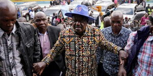 Former Prime Minister Raila Odinga arriving at KICC on August 16, 2022.
