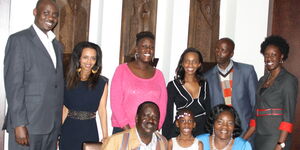 A photo of the Former Prime Minister Raila Odinga with family members during Ida Odinga's birthday
