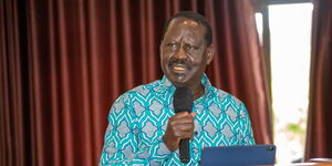 Former Prime Minister Raila Odinga speaking during Azimio la Umoja PG on April 6, 2023.