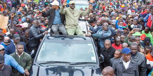 Former Prime Minister Raila Odinga leading Saba Saba demonstration in Nairobi County on July 7, 2023.