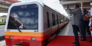 President Uhuru Kenyatta flagging off the first train at Nairobi Central Station on November 10, 2020.