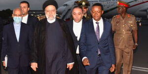 Iran President Ebrahim Raisi and delegation received by Foreign Affairs CS Alfred Mutua on Wednesday, July 12, 2023.