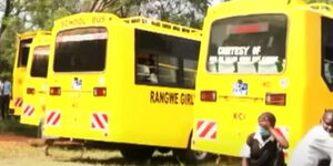 The school buses purchased by the Rangwe National Government's Constituency Development Fund (NGCDF) 
