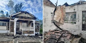 Images showing Rangwe MP Lilian Gogo's house completely burnt down on Saturday, October 18, 2025.