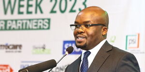 Interior PS Raymond Omollo speaks at the launch of the 2021/2022 Annual NGO Sector Report at KICC on June 5, 2023. 