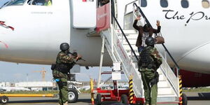 A photo of Recce officers conducting a security drill at JKIA in 2016