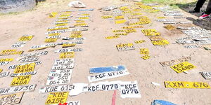 An image of the vehicle registration number plates recovered by police