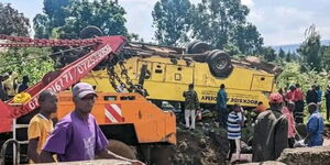 Rescue efforts at the crash scene along Nairobi-Nakuru Highway.