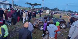 Residents from Kiriita ward in Nyahururu after an accident on January 1, 2024